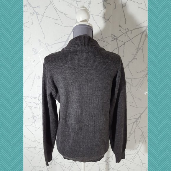 White Stag VTG Gray Wool Blend 3D Swirl Applique Mockneck Sweater - Picture 4 of 5